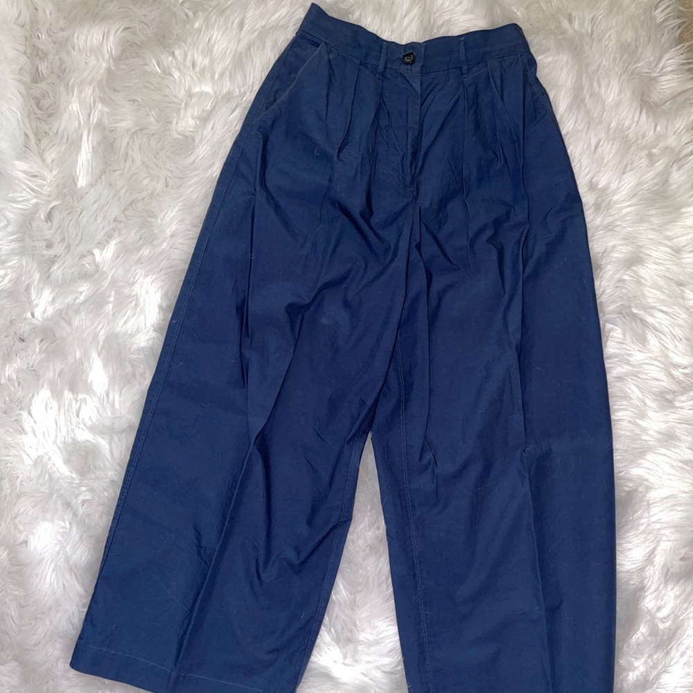 Aritzia navy blue wide leg trousers